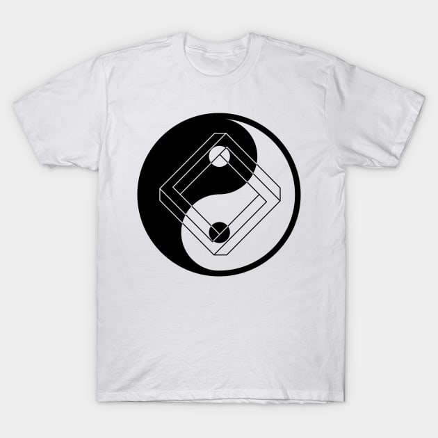 Gemotery Yin Yang on White T-Shirt by SWAMPMEAT